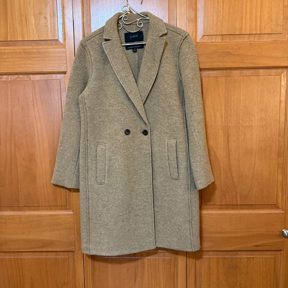 J. Crew Daphne Camel Double-Breasted Boiled Wool Top Coat - Picture 3 of 12